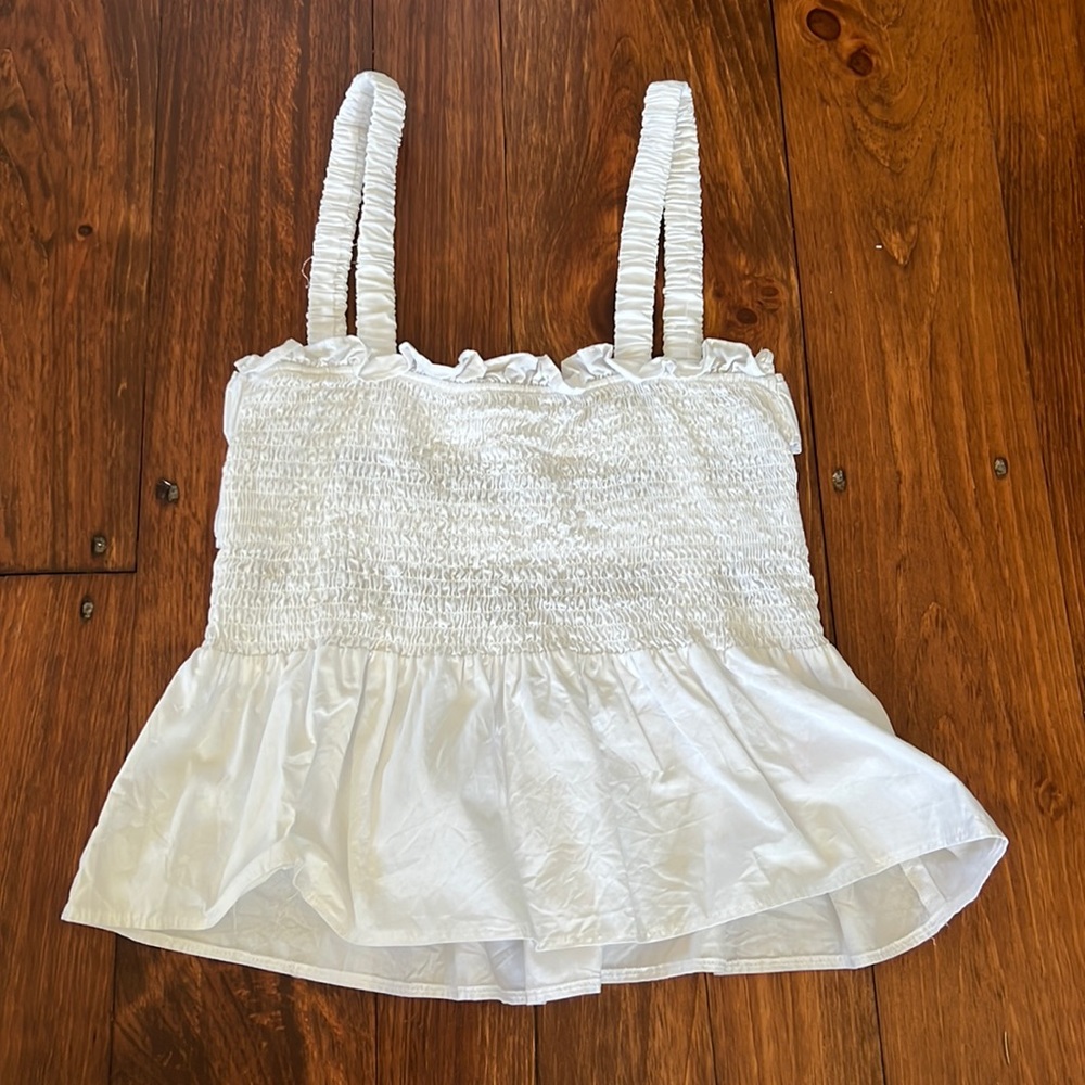 Topshop white ruffled tank top